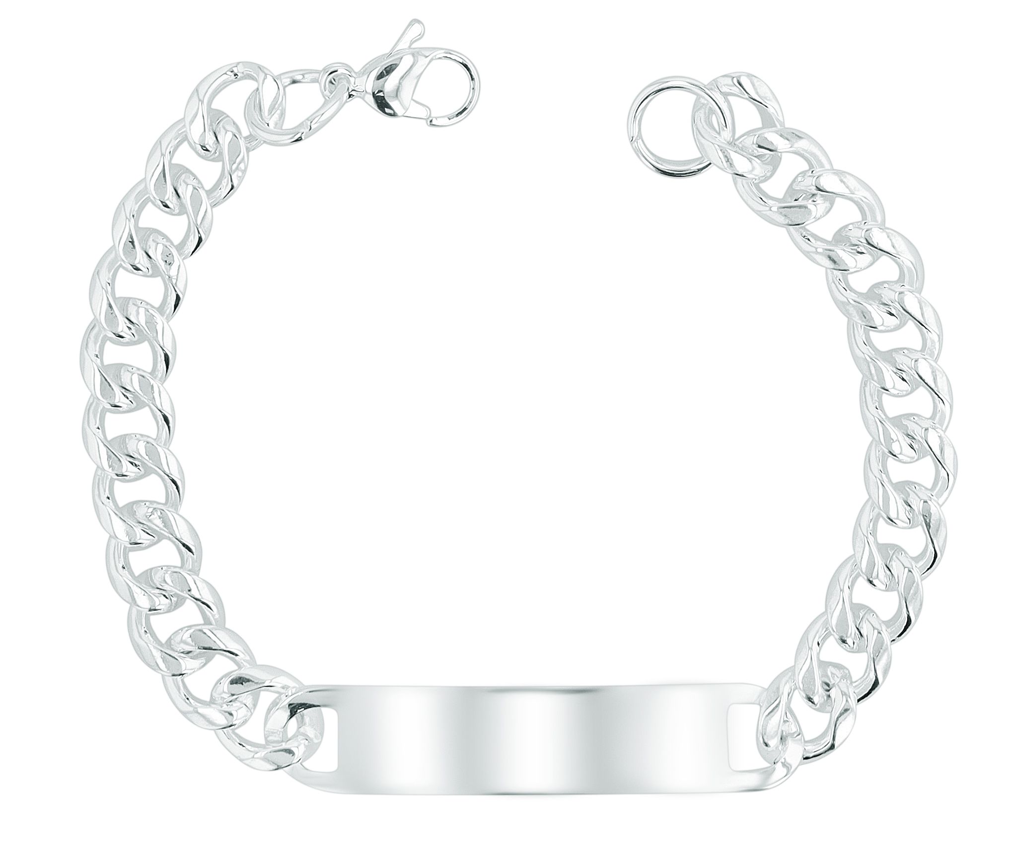 Akzent Panzerarmband "Wren" aus Edelstahl, Gravurplatte, 21 cm, versilbert