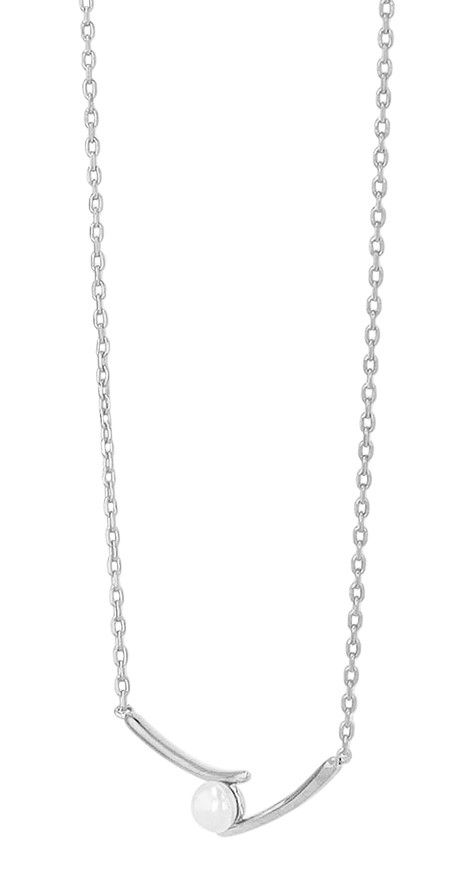 "Pennilyn" 925/- Echt Silber Kette, Süßwasserperle, silberfarben, rhodiniert