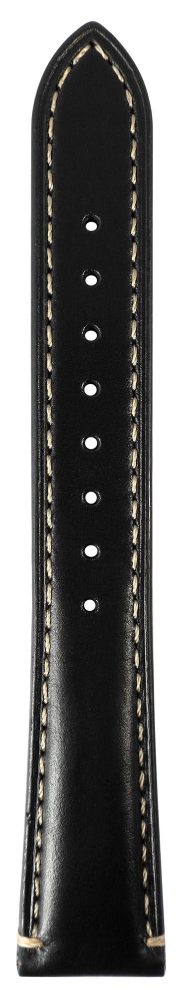 Echtleder Uhrenarmband (Quick-Release), schwarz mit Naht, 18 mm