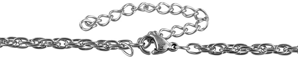 Akzent Edelstahl Damen Kordelkette, Länge: 70 cm / Stärke: 2 mm