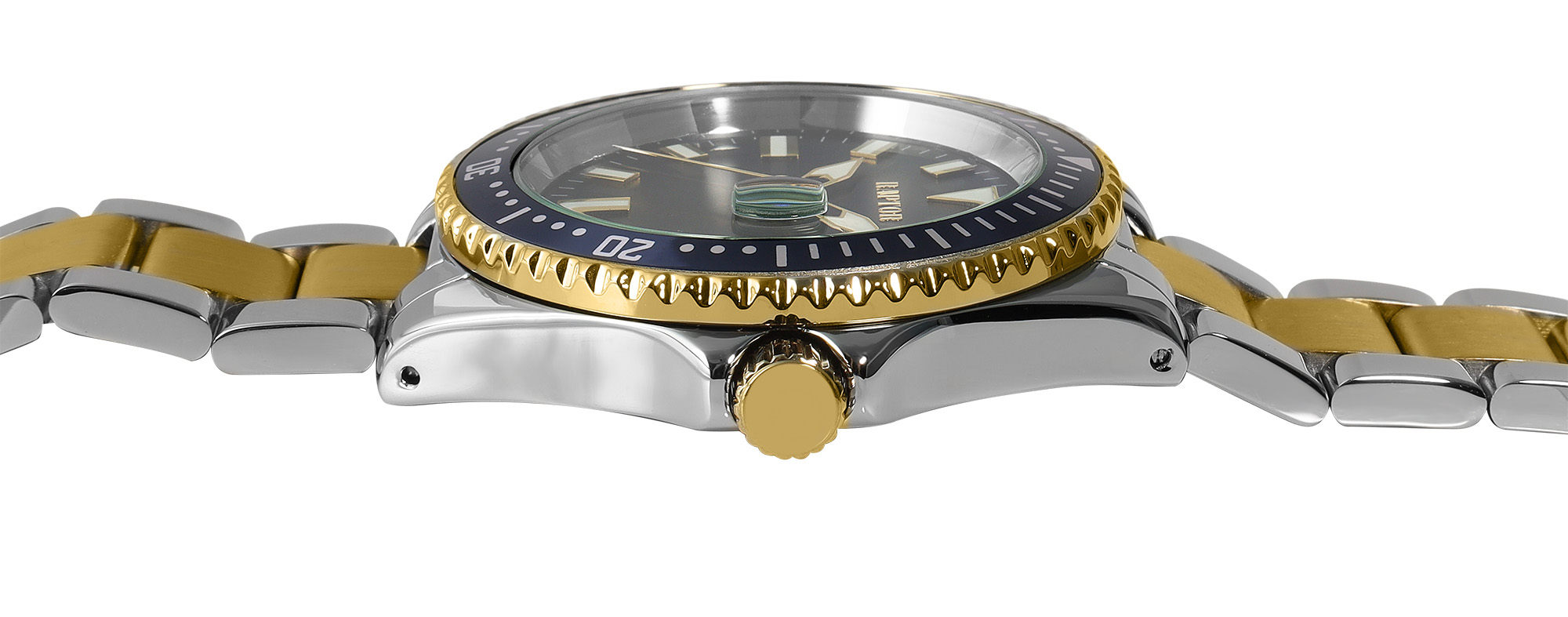 Raptor Herrenuhr "Serious" mit Edelstahlband, Ø 43 mm, bicolor/ blau