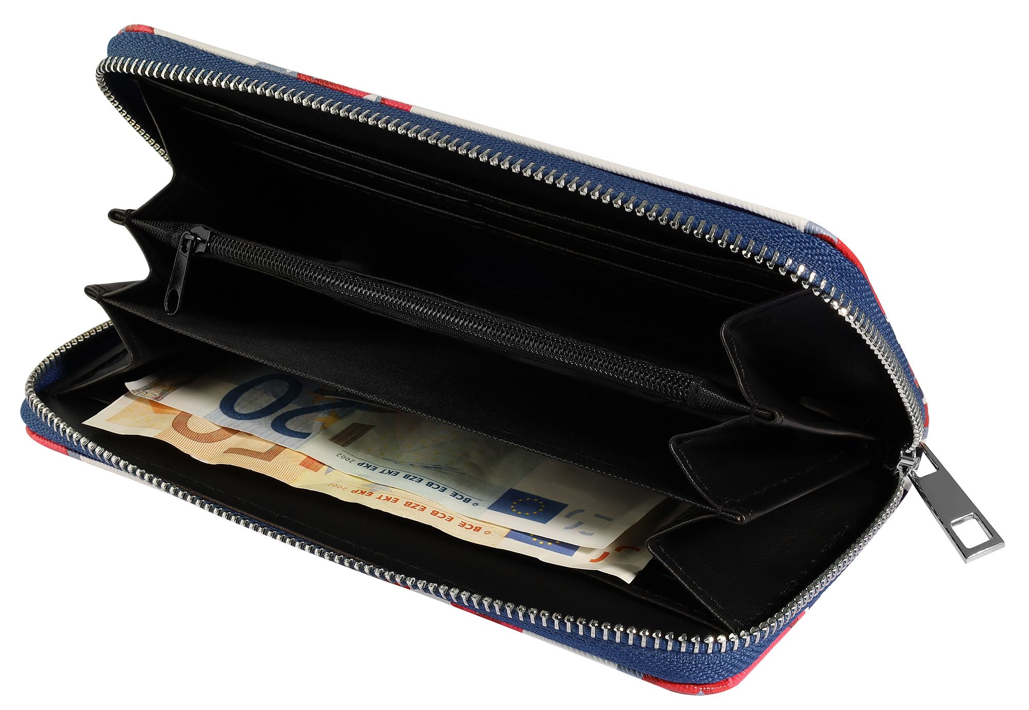 Cham Cham Damengeldbörse aus Lederimitat, blau/weiß mit roten Ankern