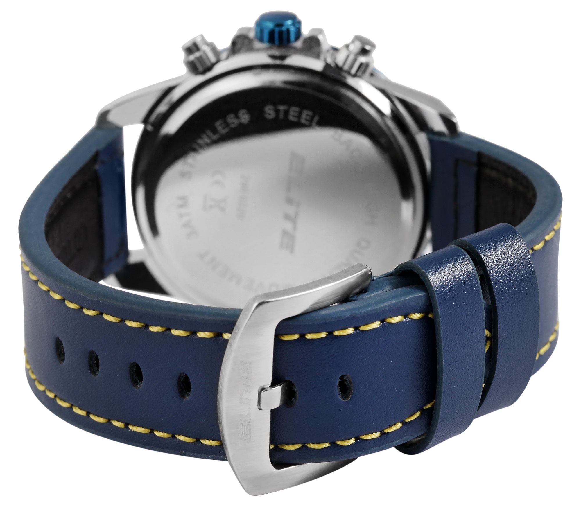 ELITE Herrenchronograph mit Echtlederband, blau