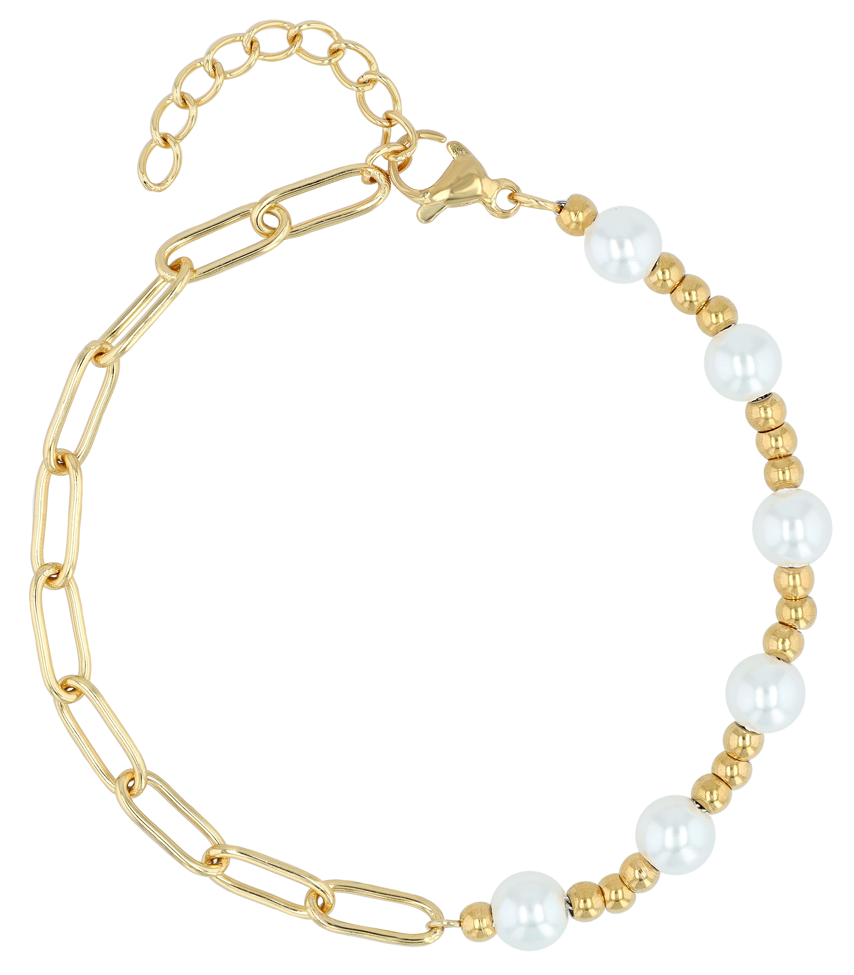 "Manjula" Mix Armband Edelstahl/ Glasperlen, 17+3 cm, goldfarben
