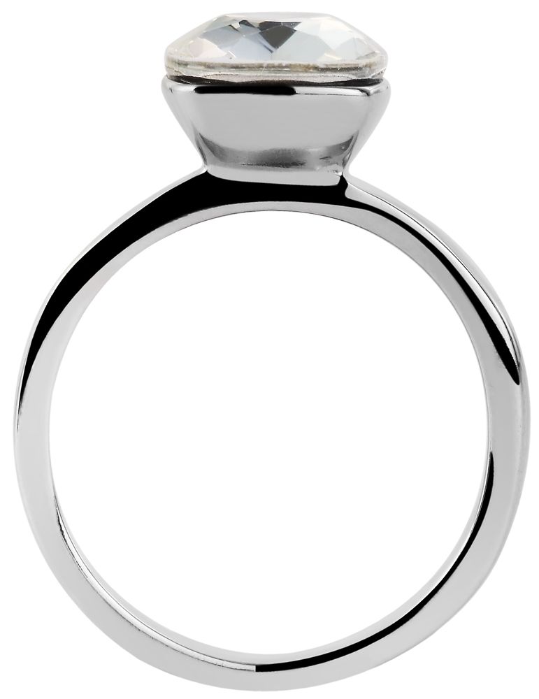 "Zawaj", Edelstahl Solitärring für Damen, Similibesatz, silberfarben, Gr. 56
