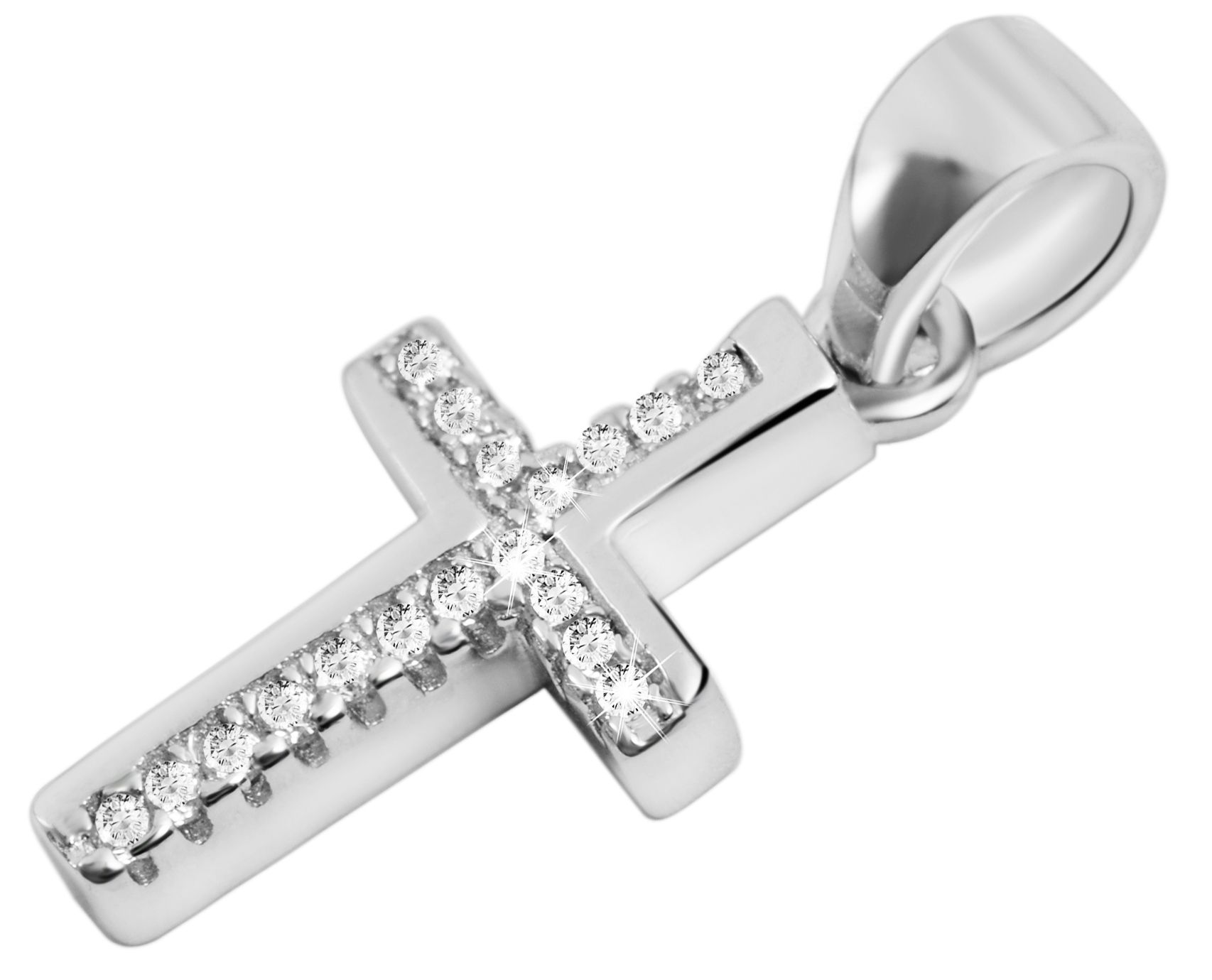 "Kassandra" 925/- Echt Silber Anhänger - Kreuz, Zirkonia, rhodiniert
