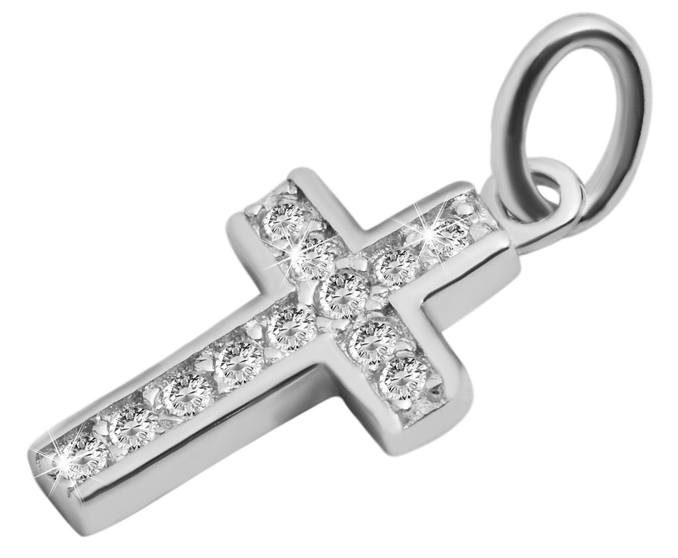"Shirani"925/- Echt Silber Anhänger Kreuz mit Zirkoniabesatz, silberfarben/ rhodiniert