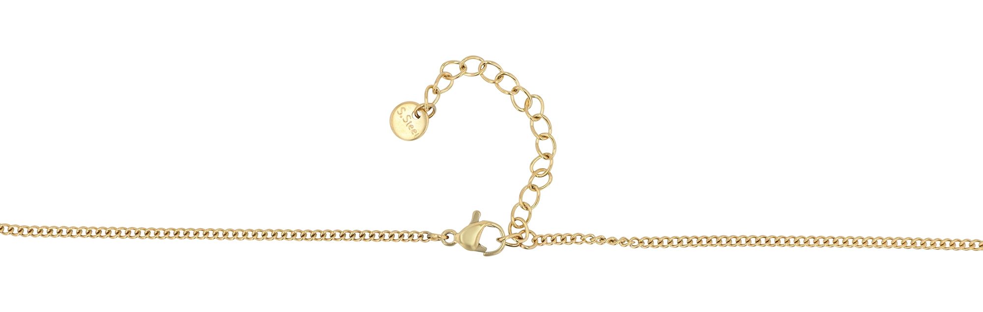 "Nilo"Edelstahl Kette mit Anhänger- Schmetterling, 43 cm + 5 cm, goldfarben