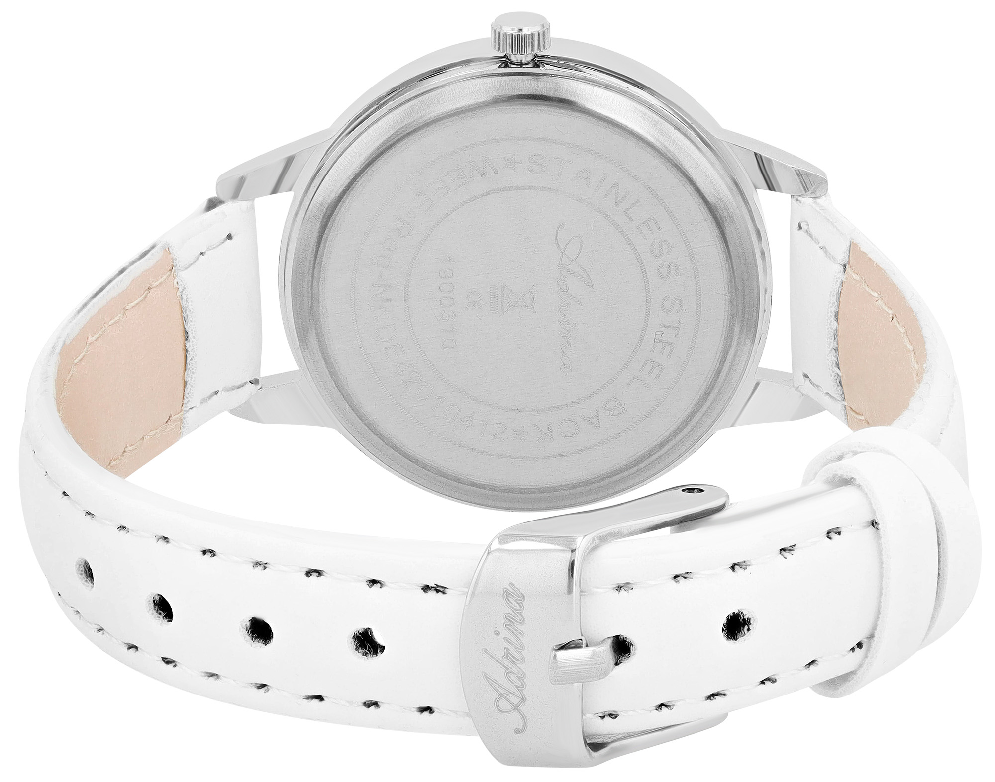 Adrina Damenuhr mit Lederimitationsband, Ø 34 mm, weiß