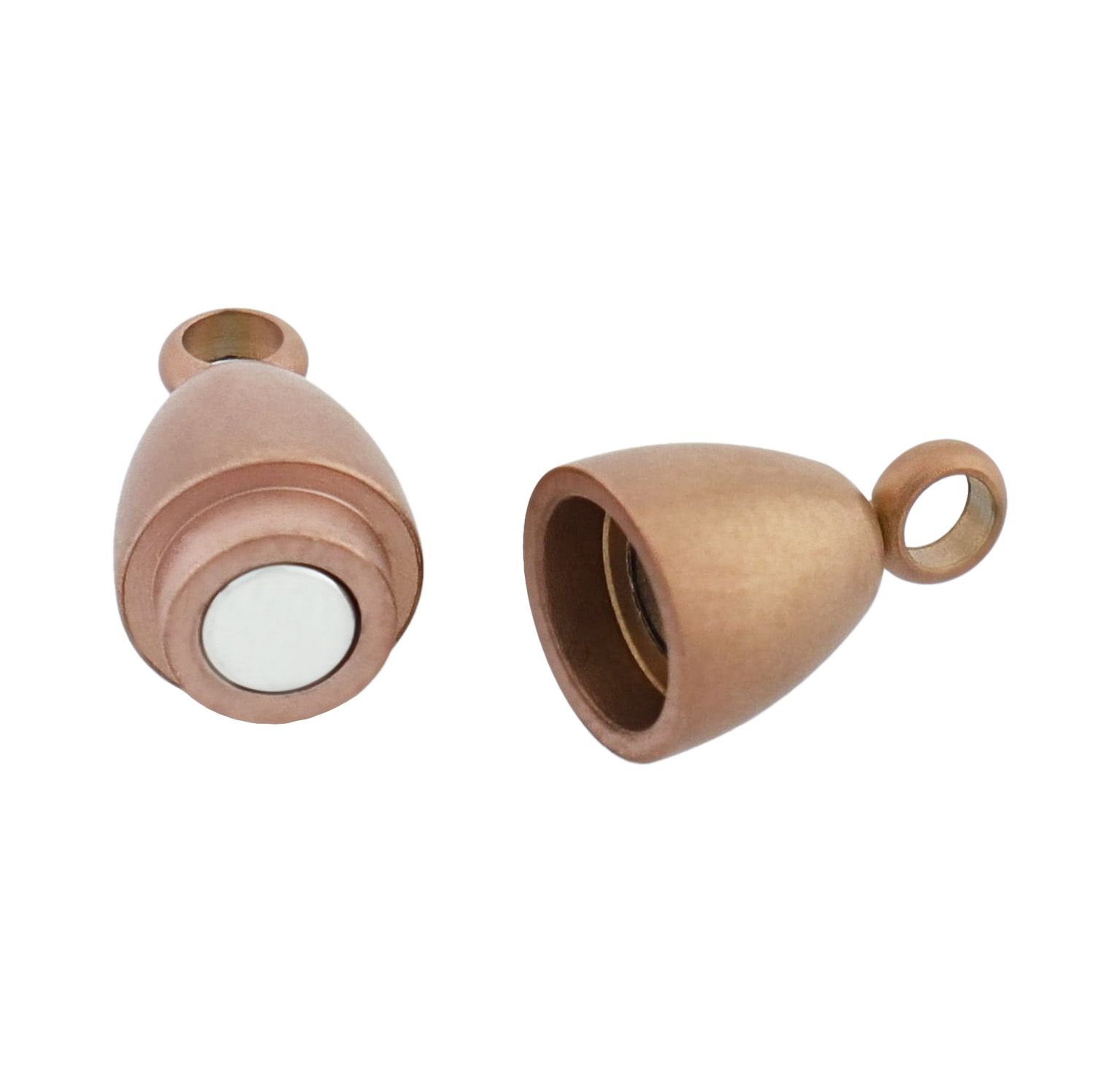 Magnetschließe oval, Edelstahl, ionenplattiert & mattiert, roségoldfarben, Größe 8 mm