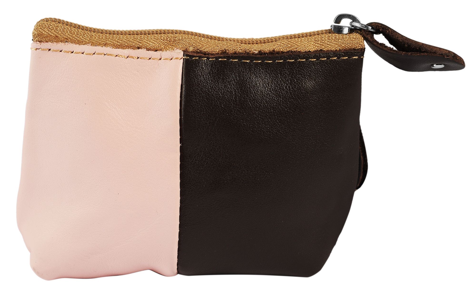 Excellanc Schlüsselbeutel aus Echtleder, braun/rosa