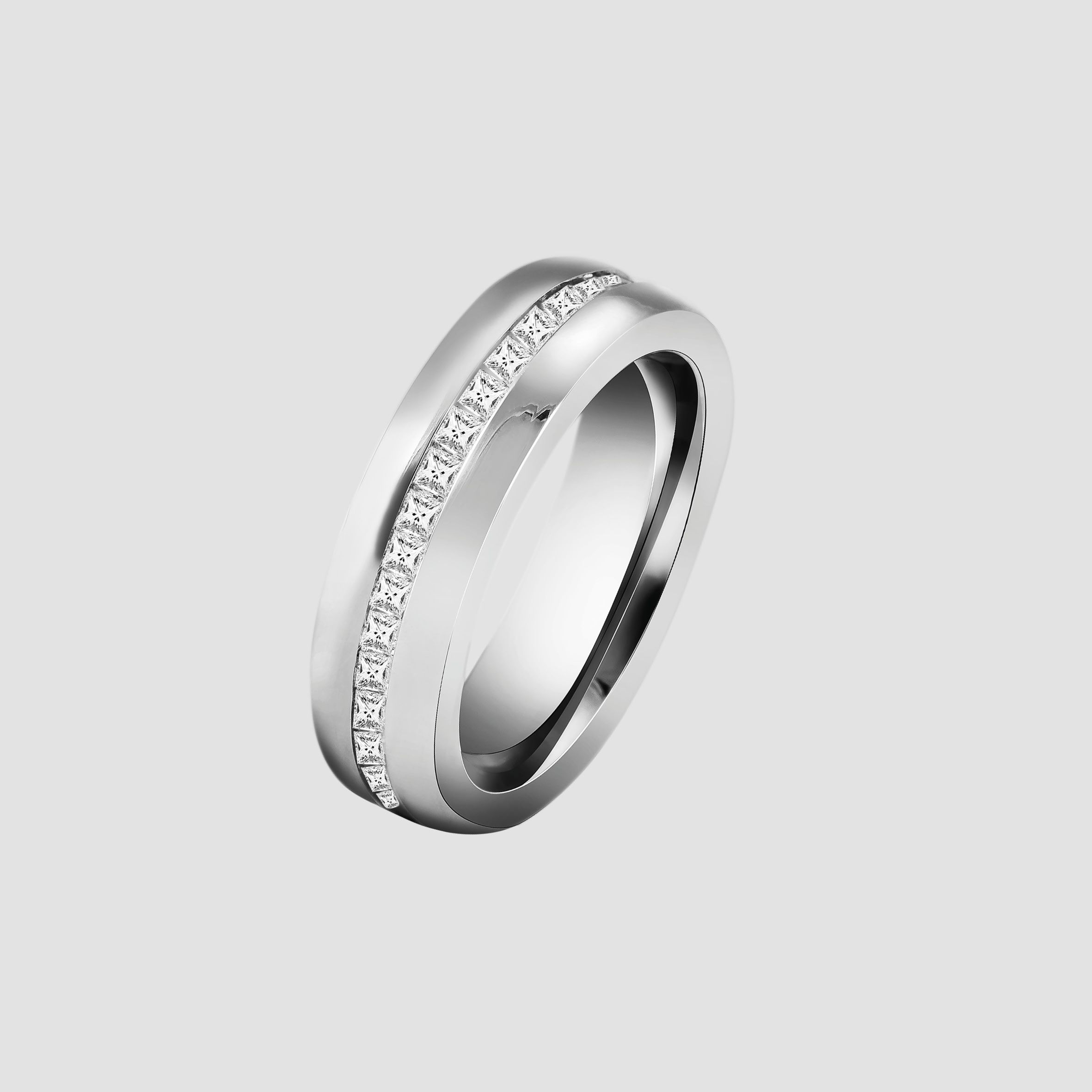 "Sensual Balance", Damen-Partnerring, Edelstahl, weißer Similibesatz, silberfarben, Gr. 54
