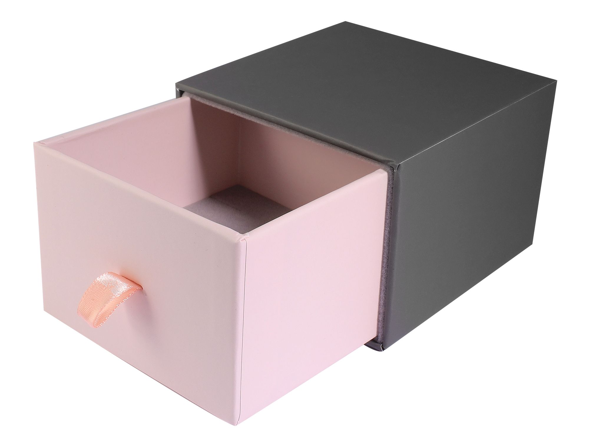 Schmuckboxen aus Pappe, VE 6, grau/rosa, 9 x 9 x 6,5 cm