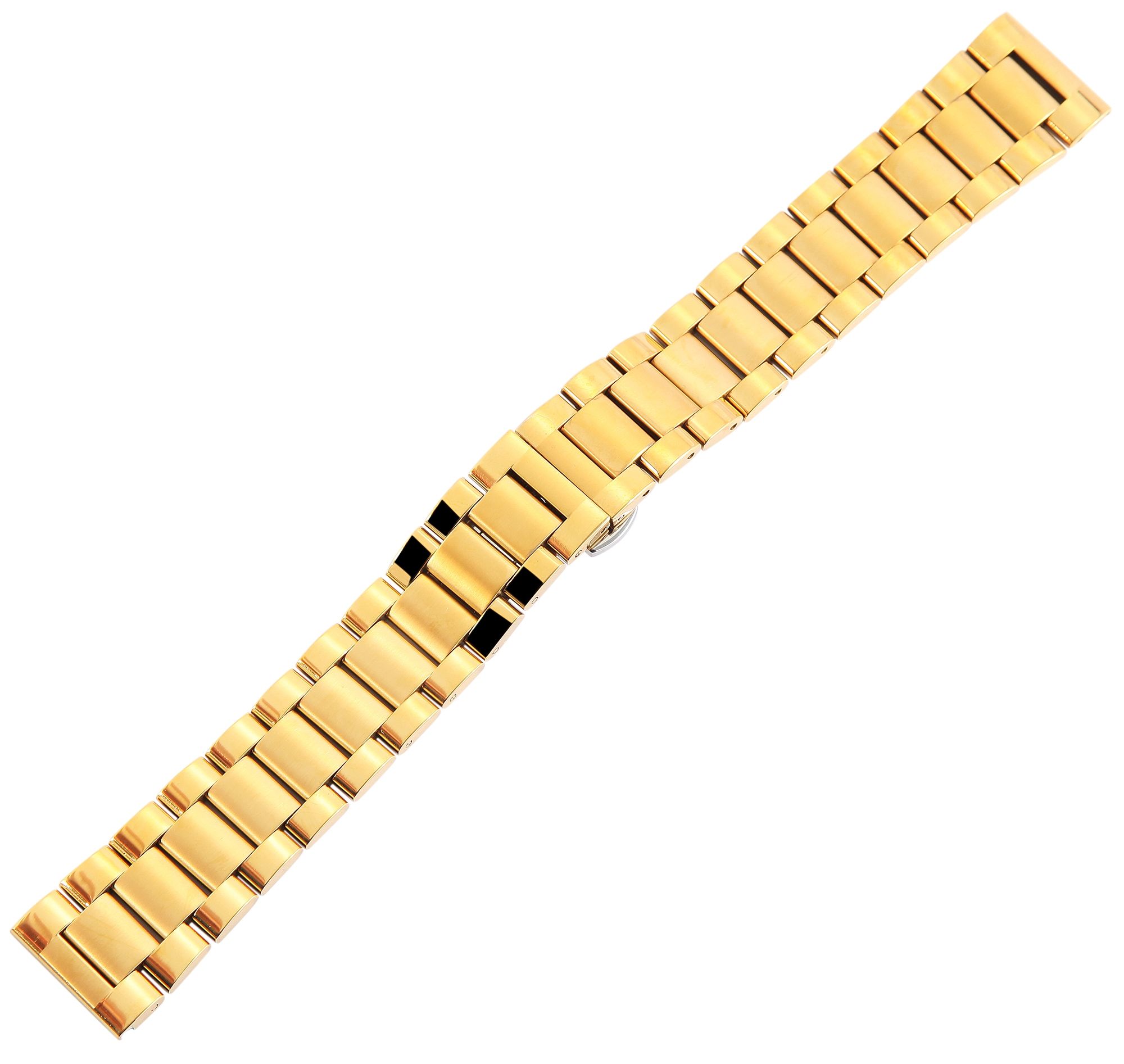 Edelstahl-Uhrenarmband, goldfarben, Butterfly-Faltschließe, 20 mm