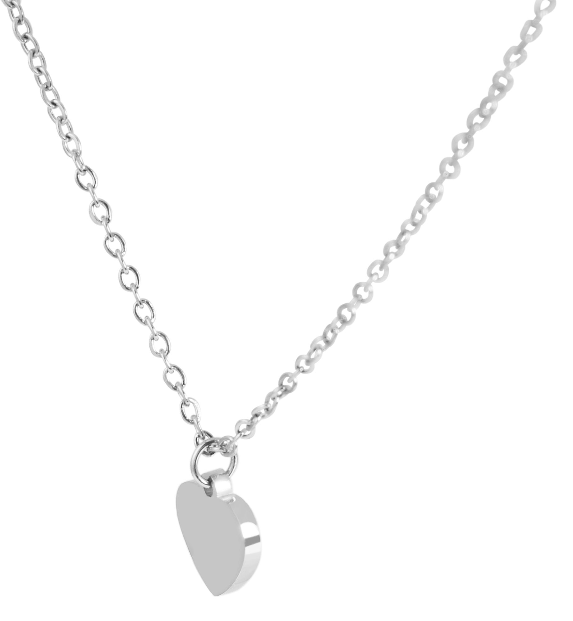 "Katrin", Edelstahl Kette mit Anhänger - Herz, Gravur, 45 + 5 cm, silberfarben