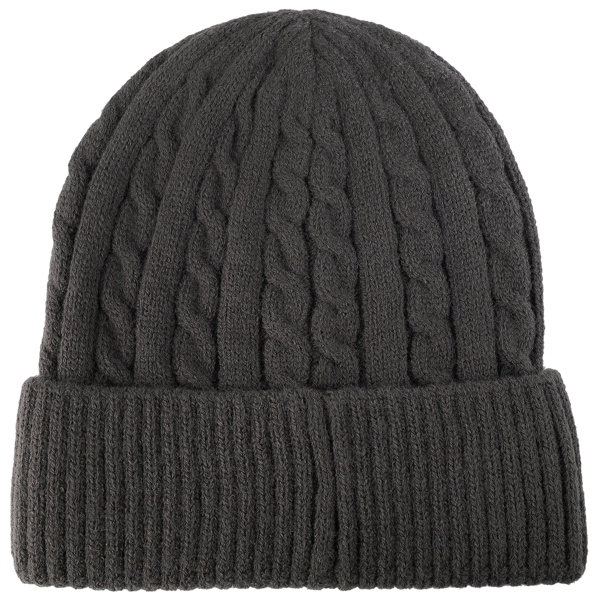 Akzent Strickmütze mit Umschlag, 100% Acryl, 4-VE, grau