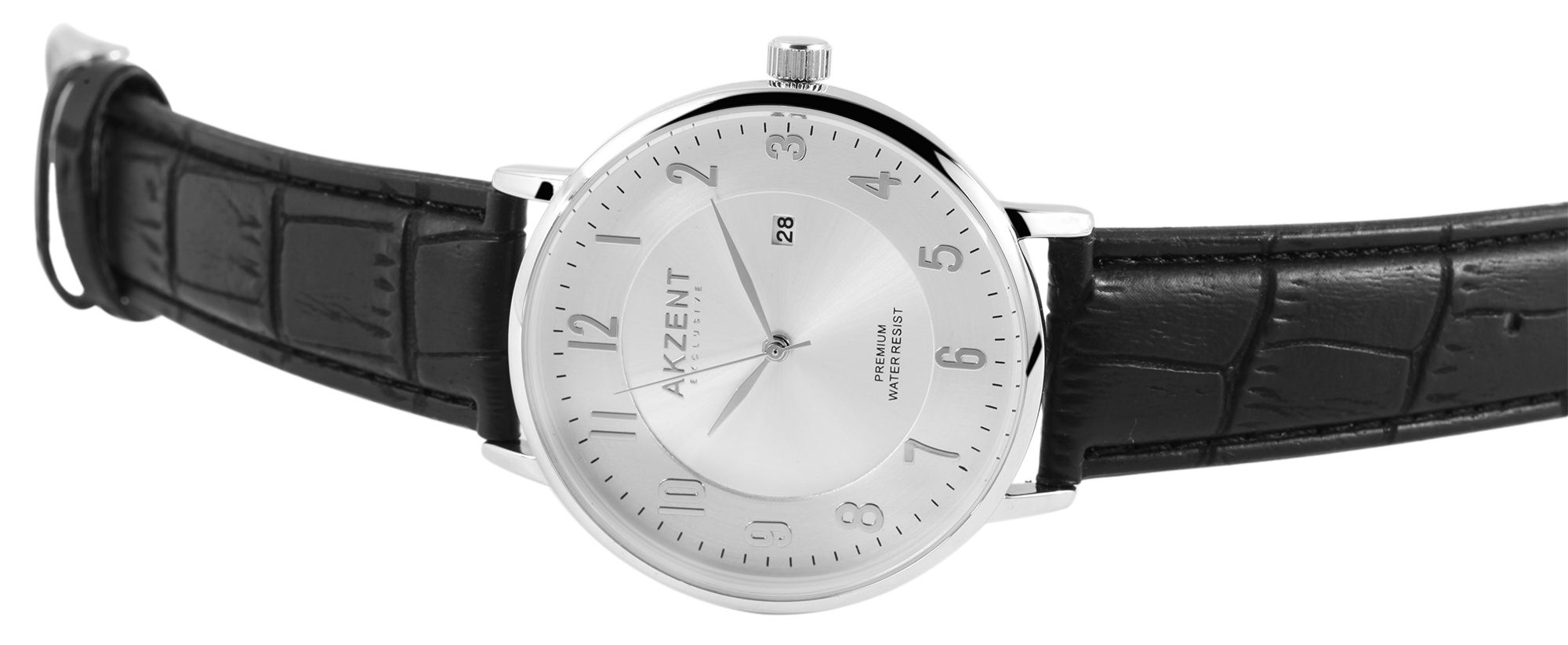 Akzent Exclusive Herrenarmbanduhr mit Lederimitationsarmband