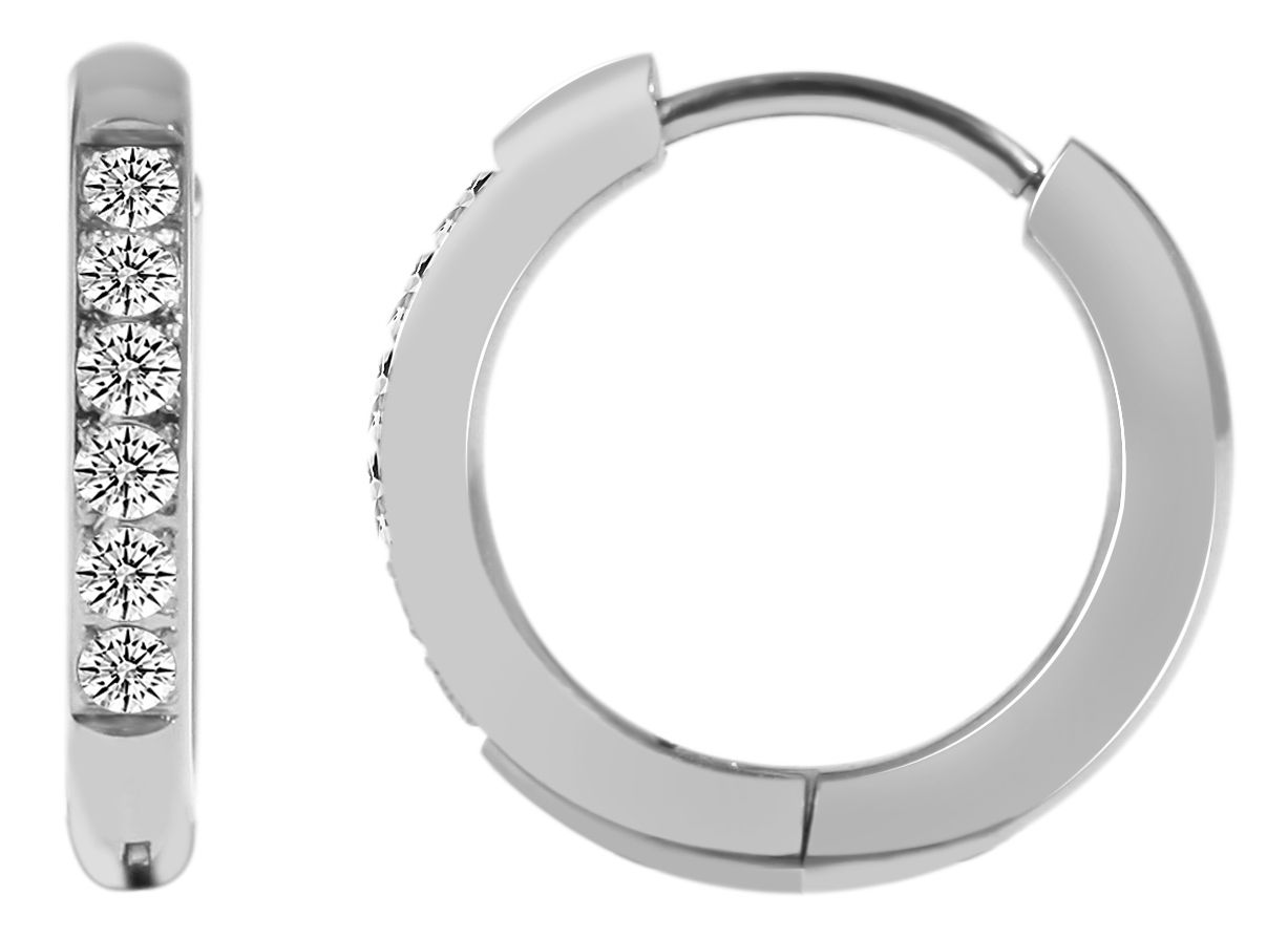 "Kasani" Edelstahl Klapp-Creolenl Ø 12 mm/ 2,5 mm, Simili, silberfarben