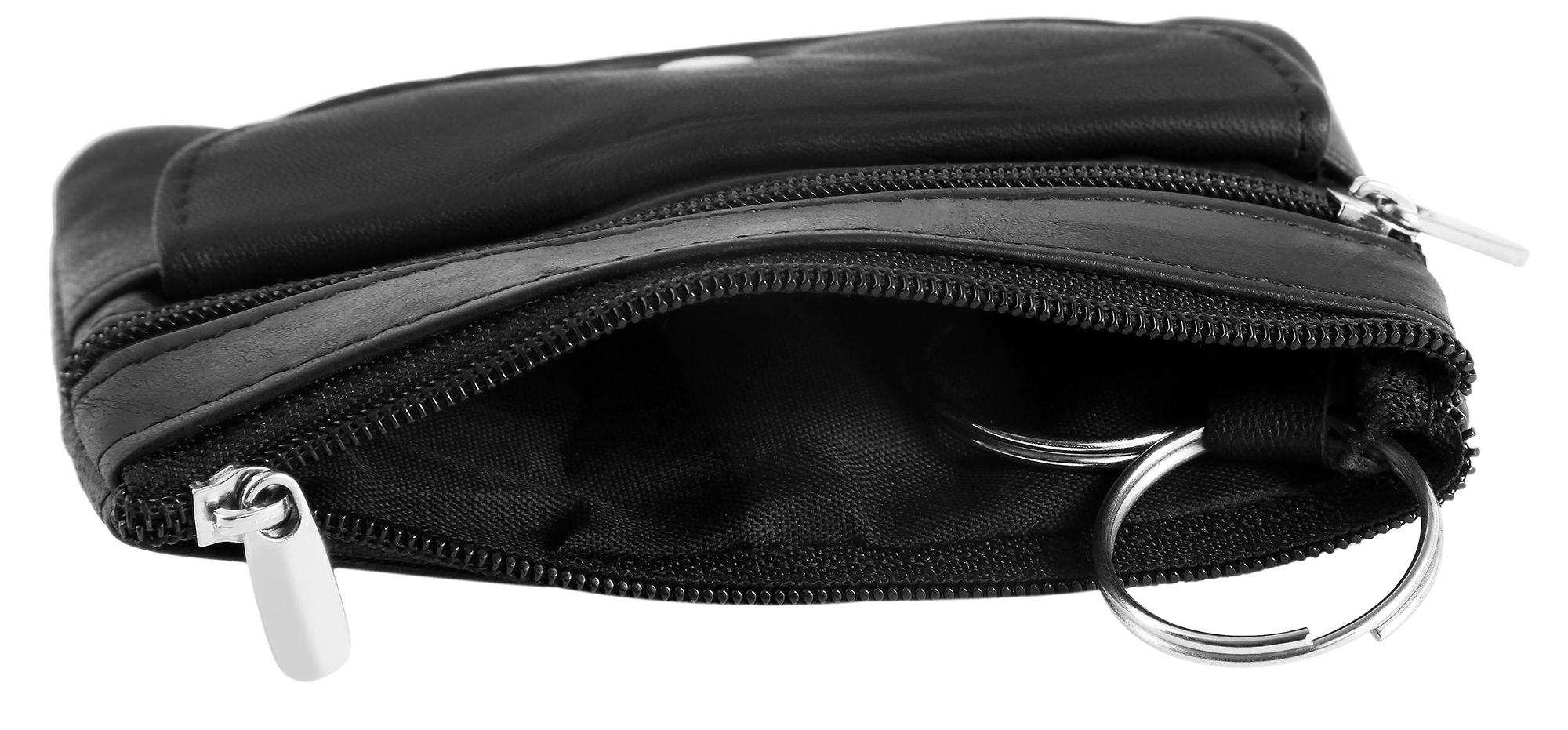 Excellanc Schlüsselbeutel aus Echtleder in schwarz