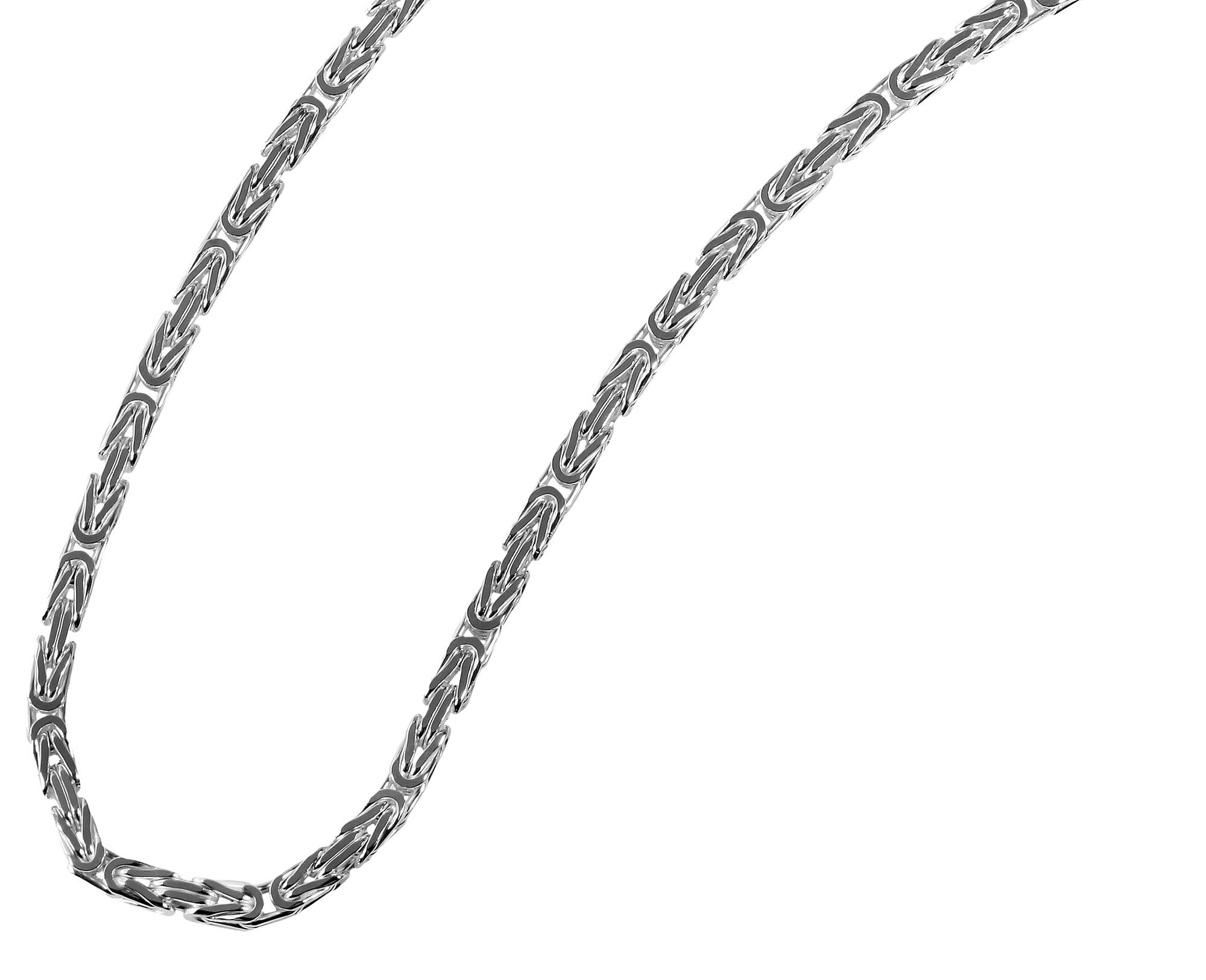 "Nebula" 925/- Echt Silber Kette/ Königskette, rhodiniert, 50cm/ 4 mm