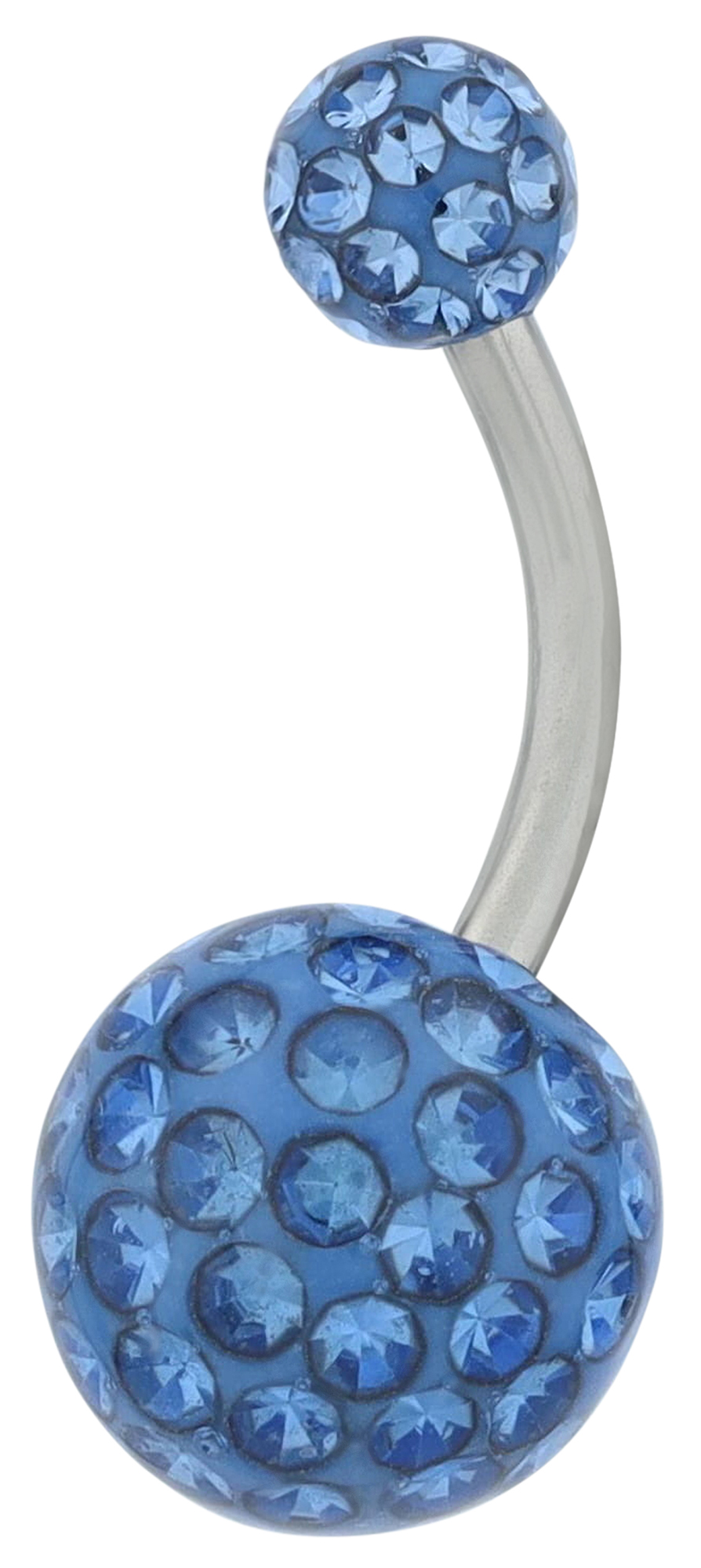 "Arla" Edelstahl-Bronze Bauchnabelpiercing, Länge 10,5 mm/ Stärke 1,8 mm, blau
