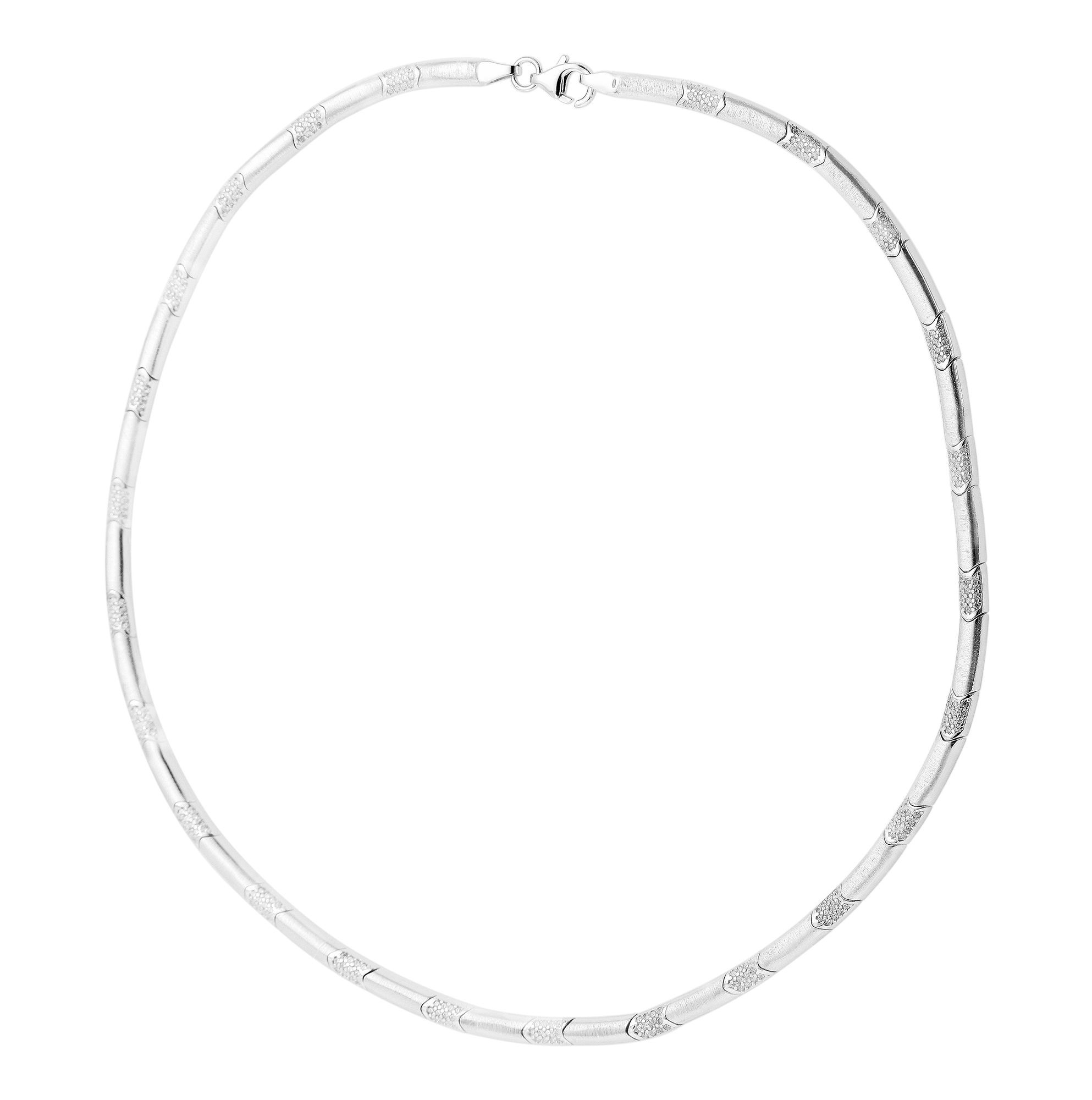 925/- Echt Silber Halskette "Madita", Zirkoniabesatz, mattiert, 925/rhodiniert