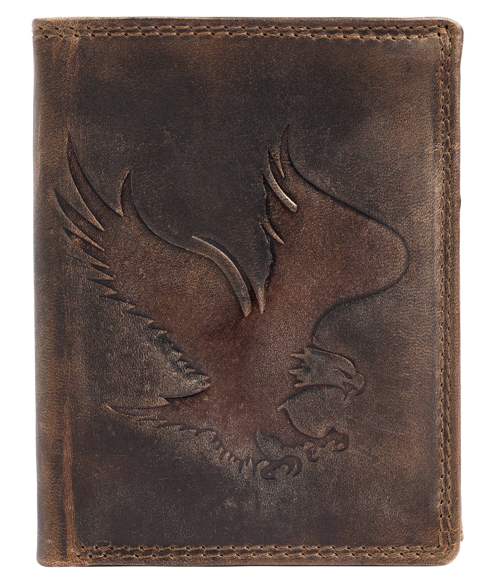 Akzent Echt Leder (Hunter-Leder) Geldbörse, RFID, Hochformat, "Adler", braun