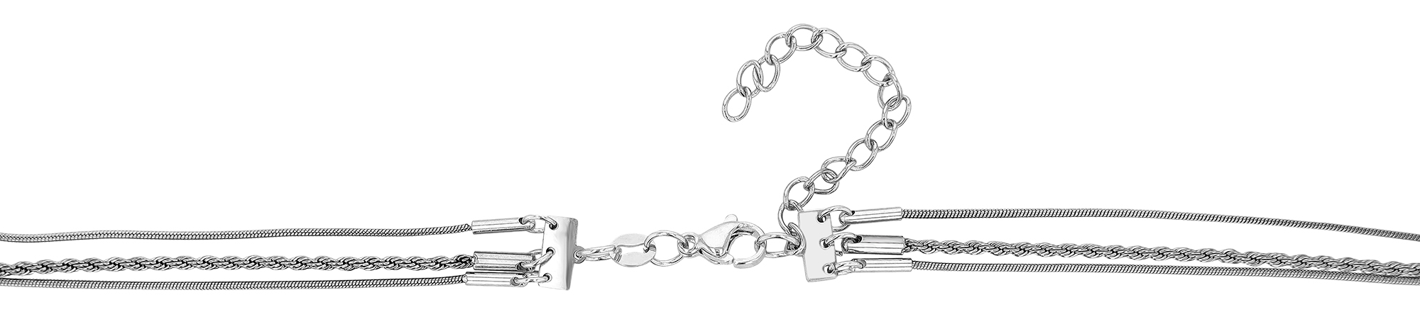 "Nelda" Edelstahl Layering Kette, 40/ 45/ 50 + 5 cm, silberfarben