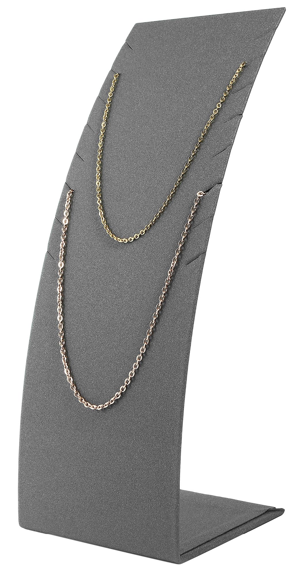Aufsteller für Ketten oder Armbänder, PU-bezogen, 21,5 x 7,5 x 6,5 cm, grau
