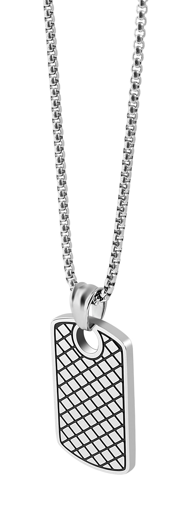 Akzent Halskette mit Dog Tag Anhänger, gravierbar, 61 cm, silberfarben