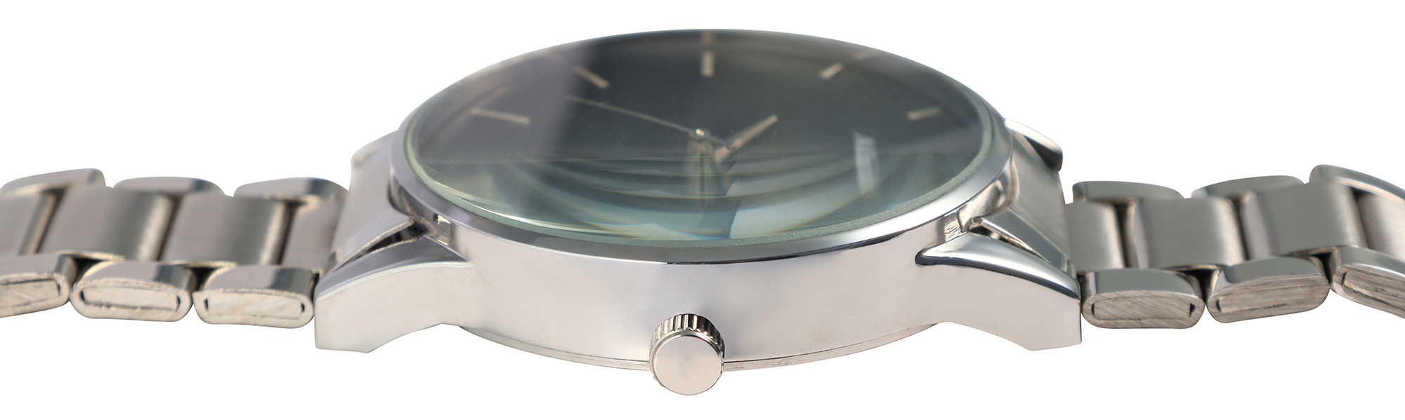 Alain Miller Herrenuhr mit Metallband, silberfarbig, Ø 4,5 cm
