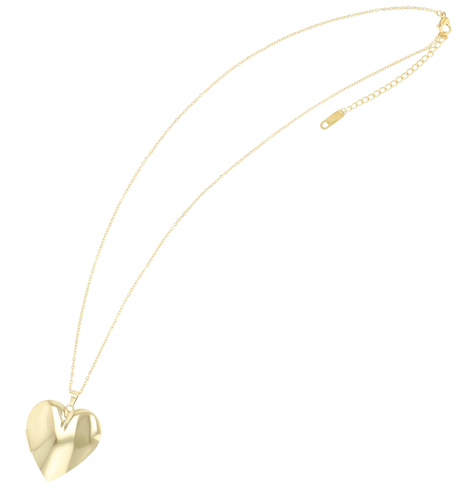 "Liora"  Edelstahl Kette mit Medaillon - Herz, 45+5 cm, goldfarben