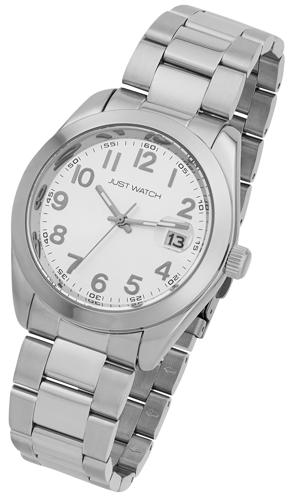 JUST WATCH Herrenuhr "Mats" mit Edelstahlband, Ø 41 mm, silberfarben, 5ATM
