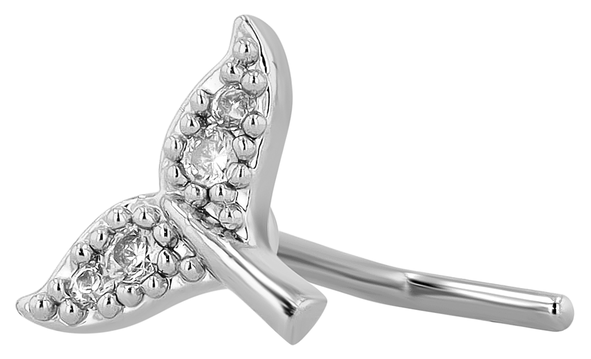 "Pajtesa" Nasenpiercing aus Edelstahl, Walflosse, L-Form, Ø 0,9mm/ Stablänge 7,5 mm, silberfarben