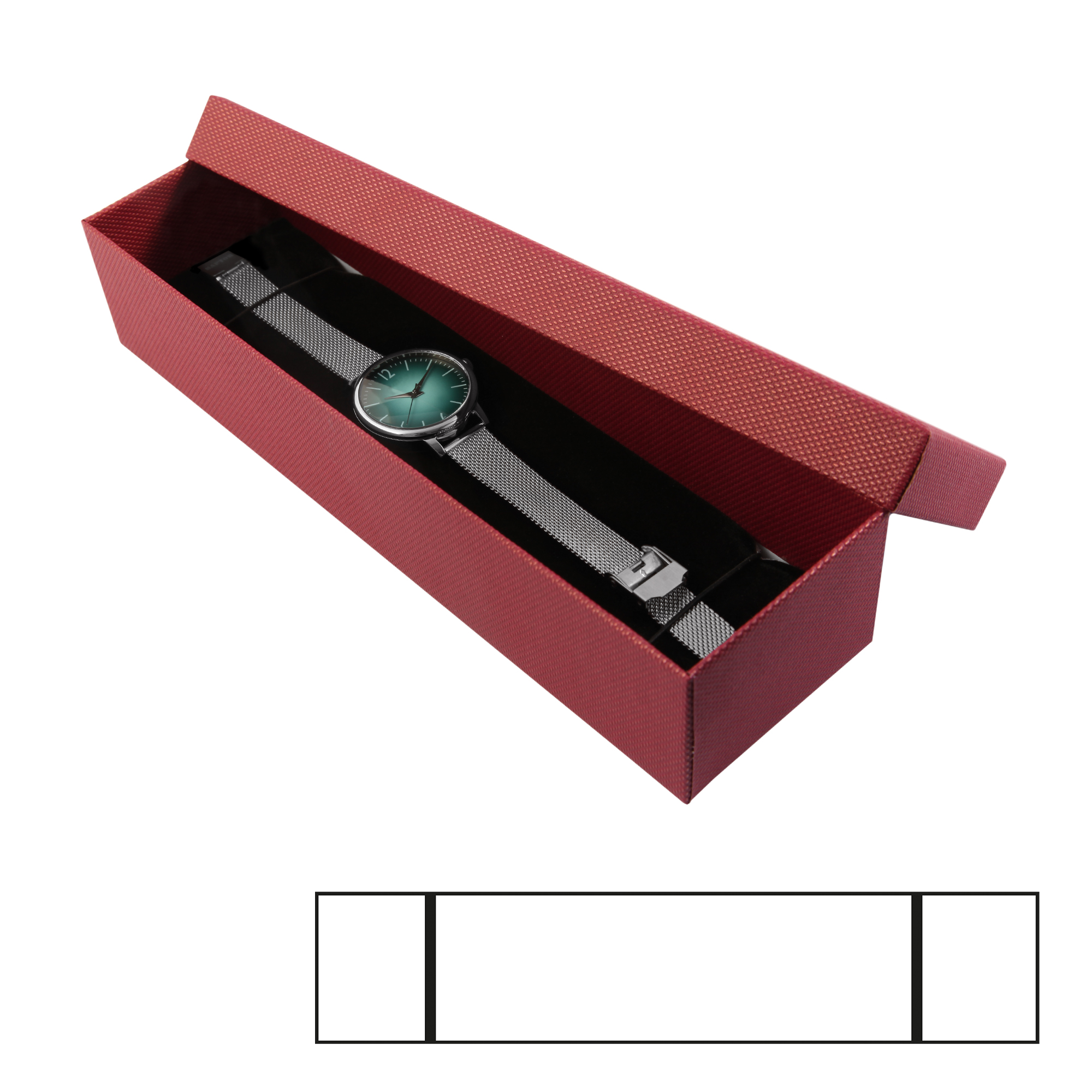Uhrenbox, Pappe, rot, VE 4, 24 cm x 7 cm x 5 cm