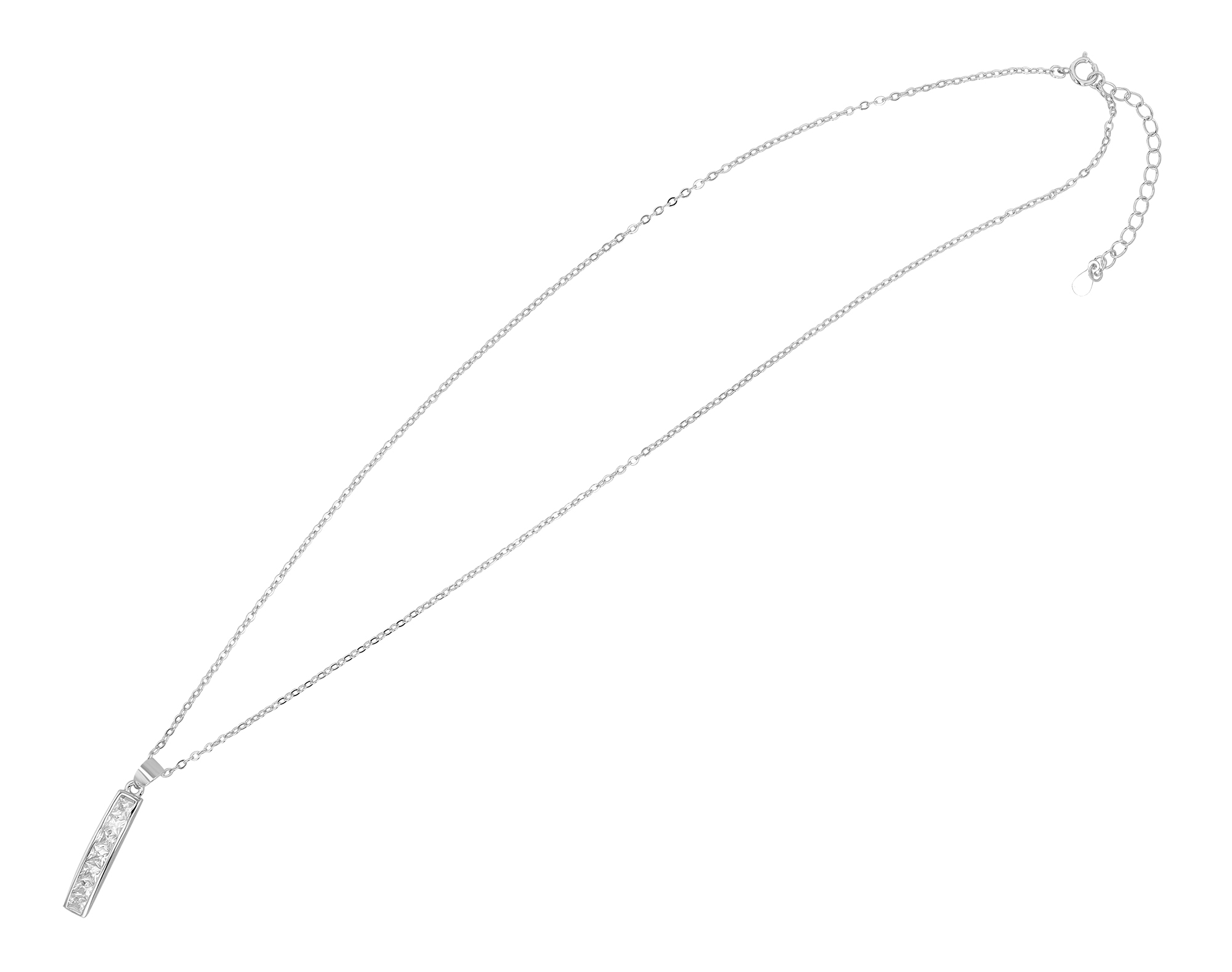 "Lumina" 925/- Echt Silber Kette mit Anhänger, Zirkon, 43 + 5 cm, rhodiniert