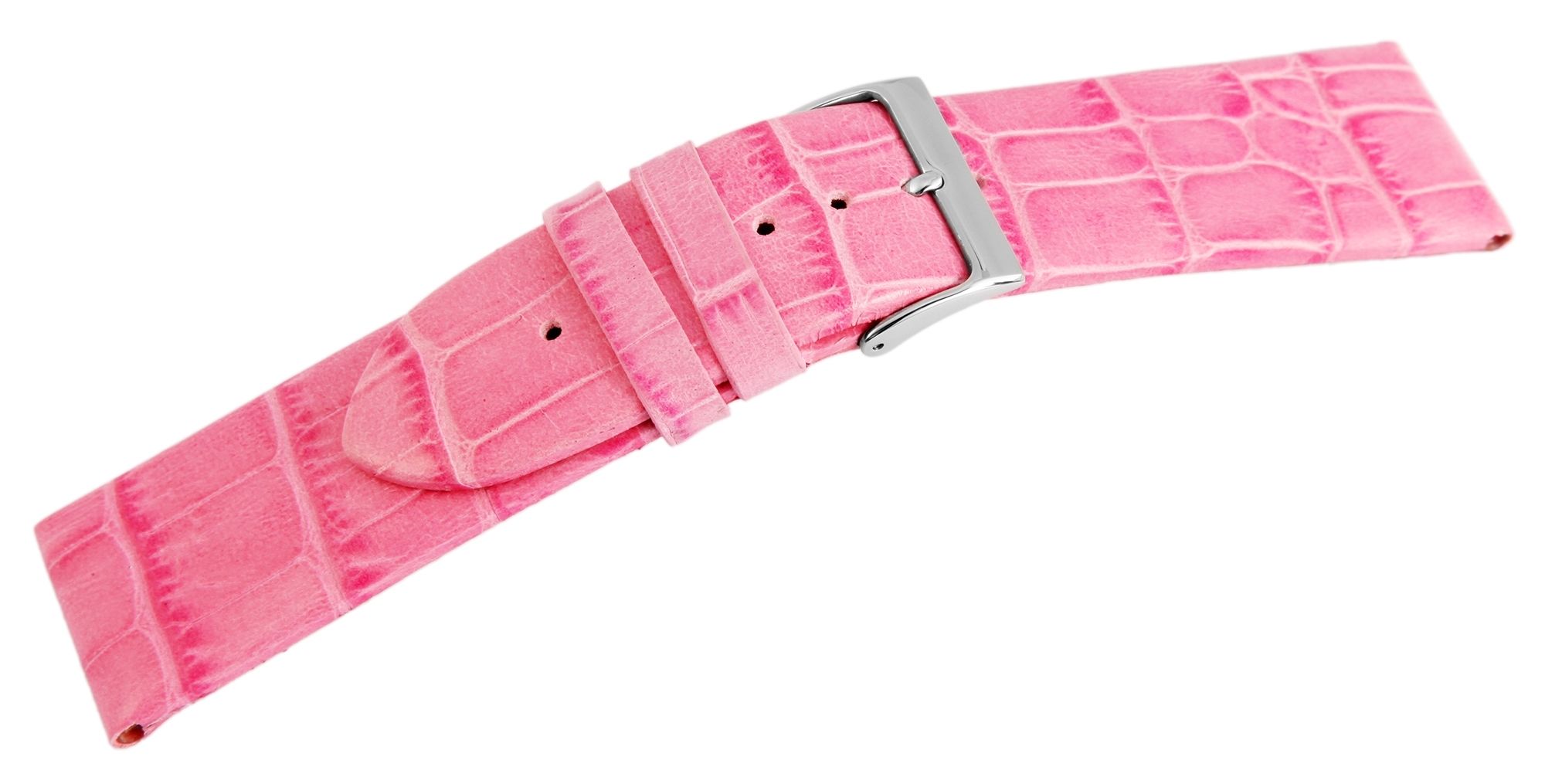 Echtleder-Uhrenarmband, rosa, Krokooptik, 20 mm
