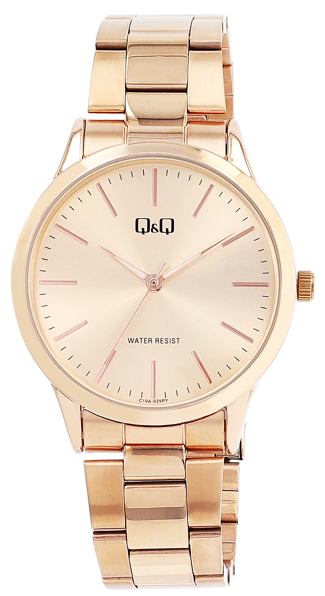Q&Q Unisexuhr mit Metallband, Ø 40 mm, roségoldfarben