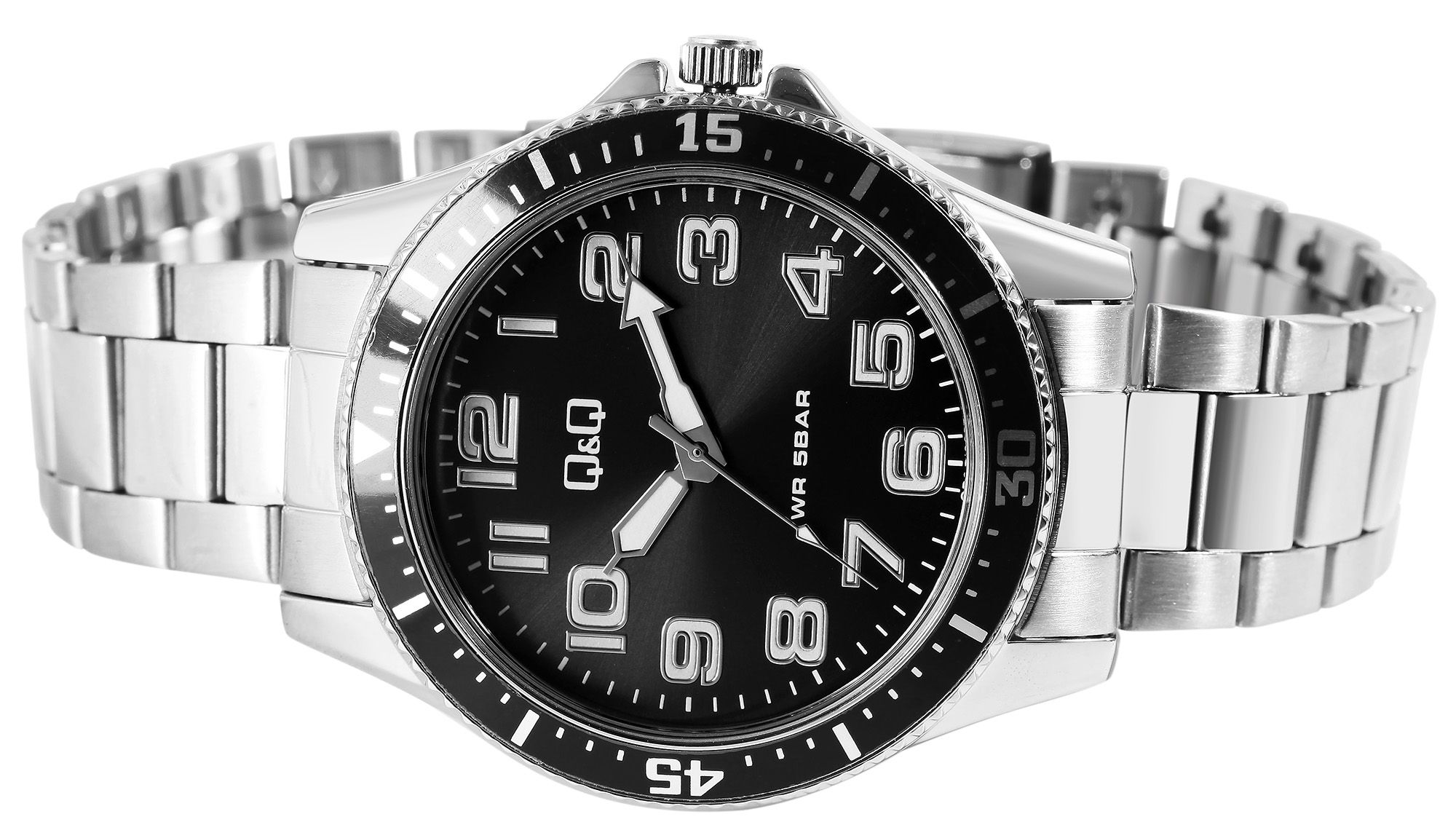 Q&Q Herrenuhr mit Edelstahlarmband, 5 bar
