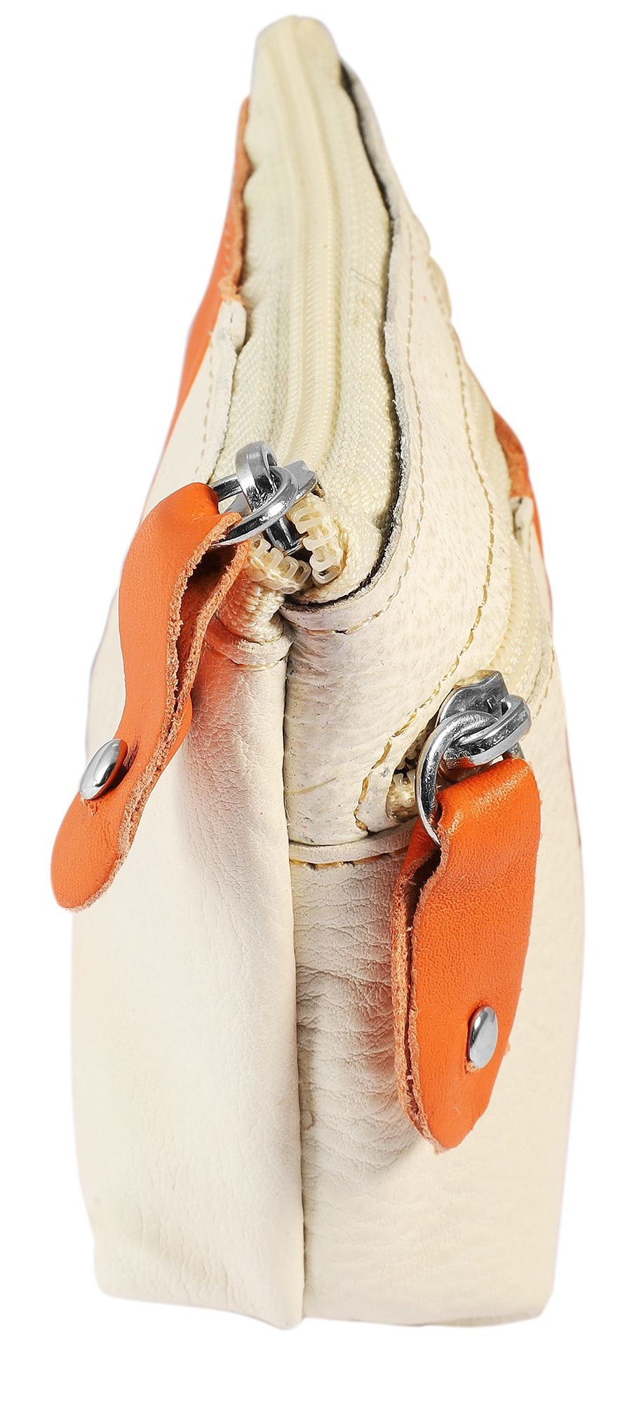 Excellanc Schlüsselbeutel aus Echtleder, orange/beige
