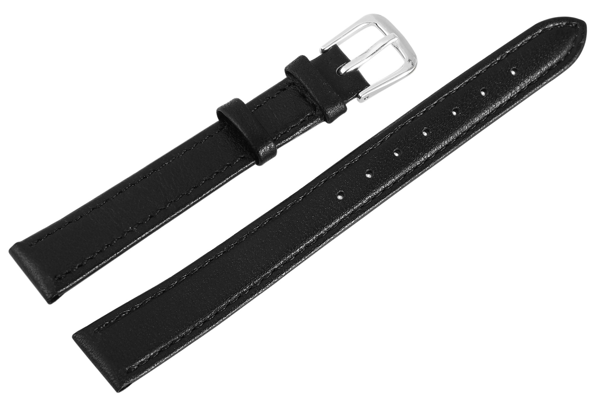 12er Set Echtleder-Uhrenarmband in schwarz, 12 mm