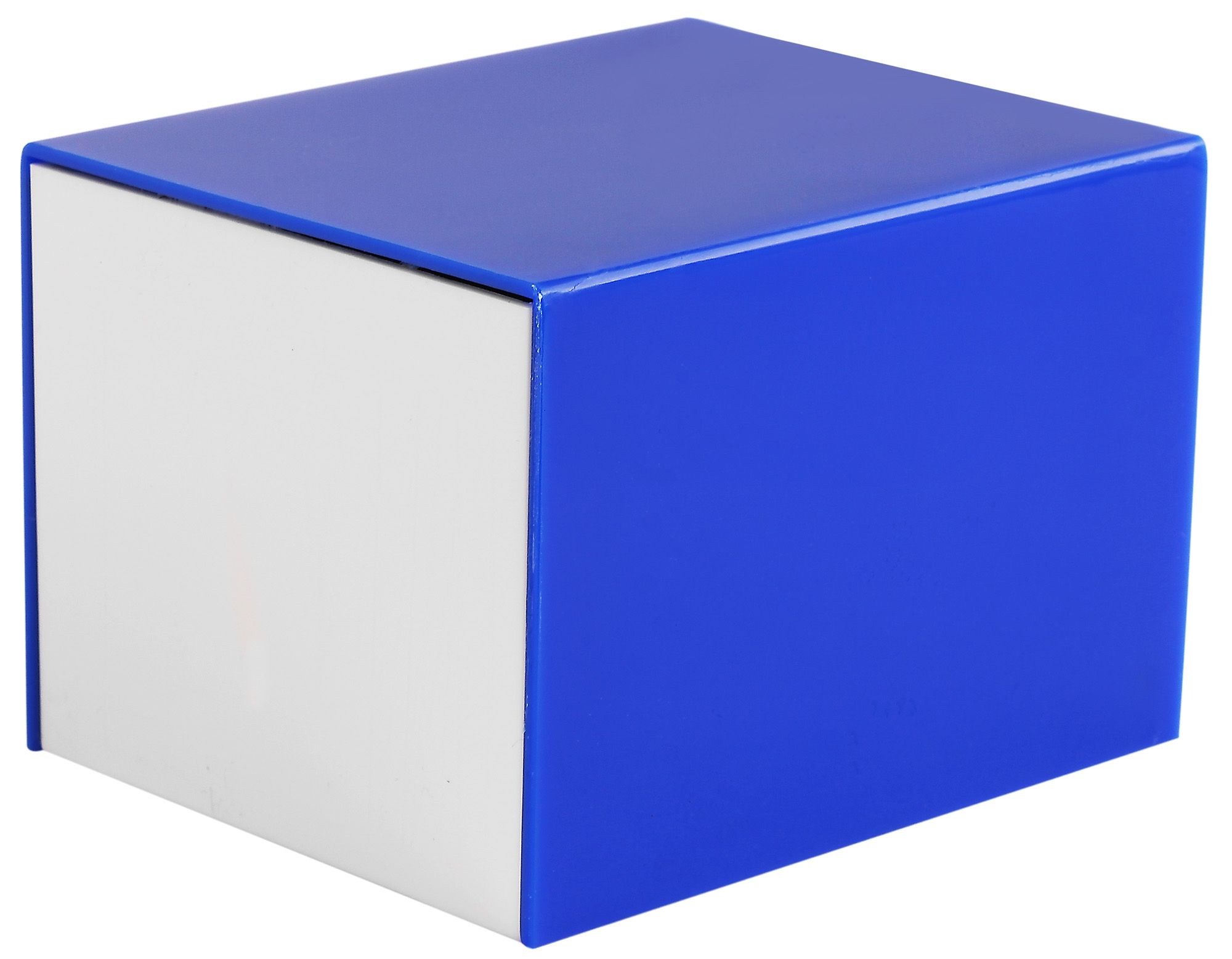Kunststoff-Uhrenbox, weiß/blau, Klappdeckel, VE 12, 9,9 cm x 8,1 cm x 6,8 cm