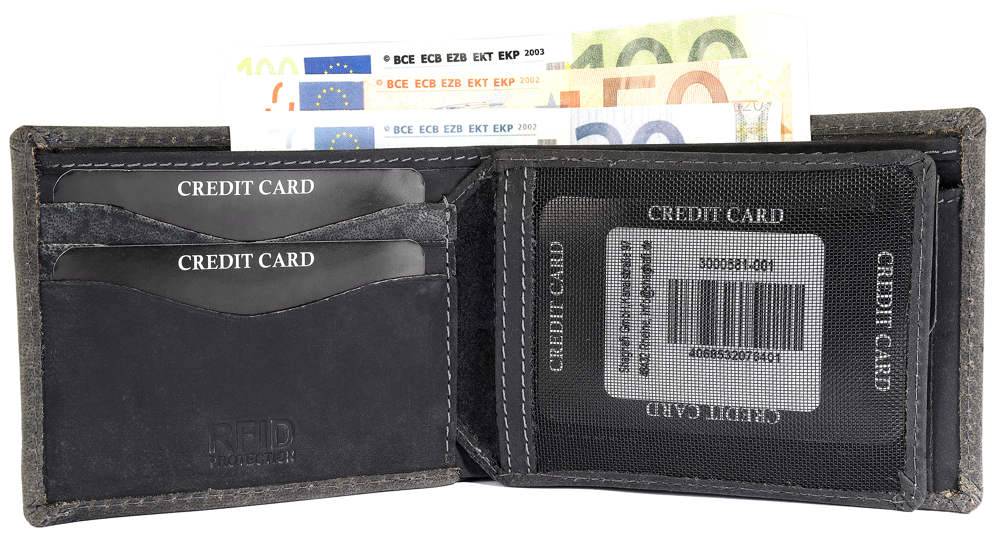 Leonardo Verrelli, Herren Echtleder Geldbörse, vintage, RFID, quer, schwarz