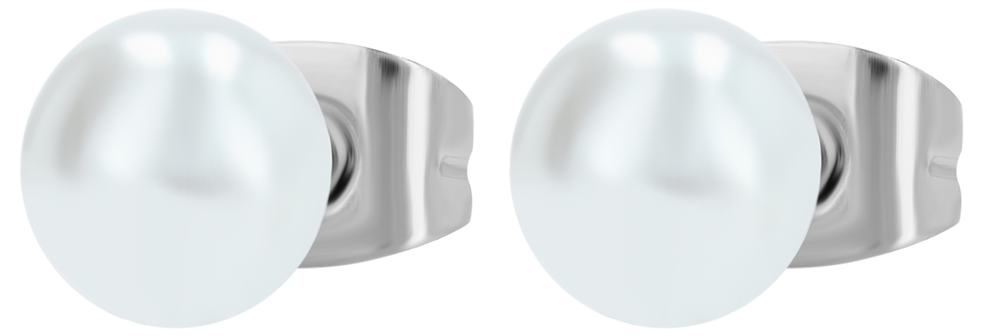 "Irmi" Edelstahl Perlen-Ohrstecker (Imitationsperle), Ø 6 mm