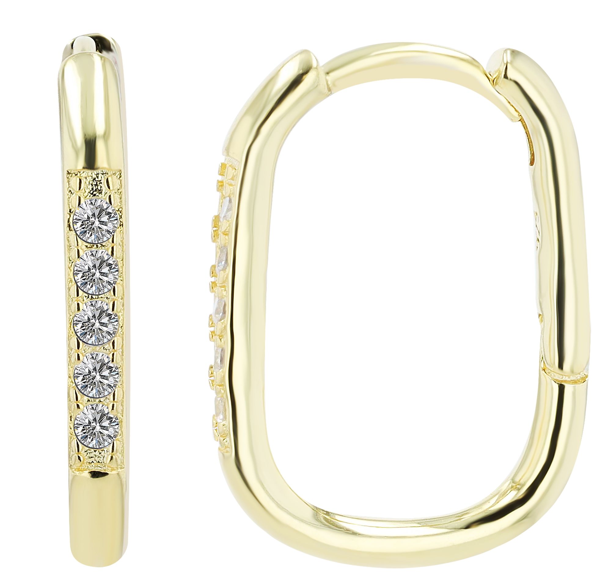"Avya" 925/- Echt Silber, ovale Creolen, Zirkonia, vergoldet