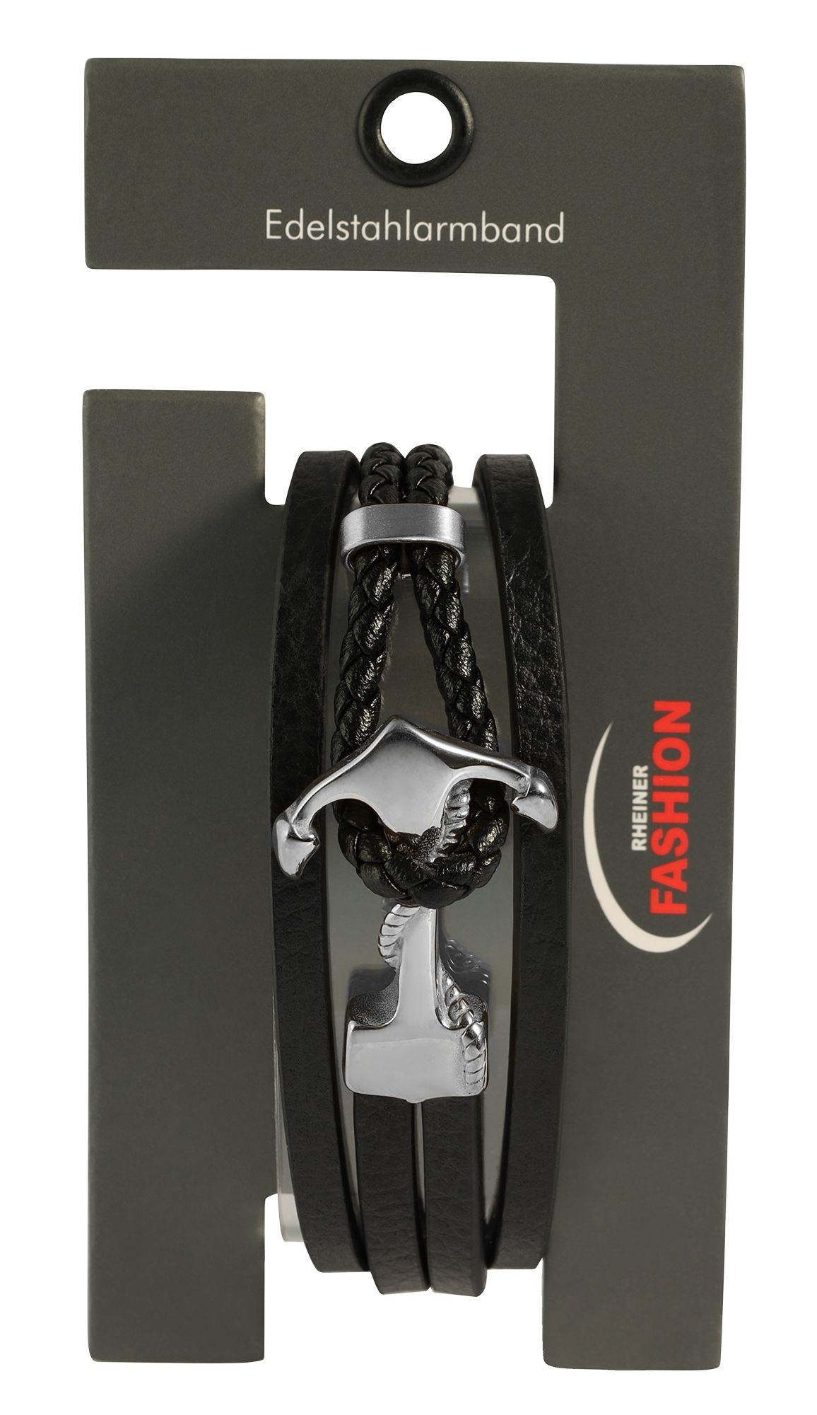 "Vidar" - 21 cm, Anker, Armband aus Lederimitat, VE 4