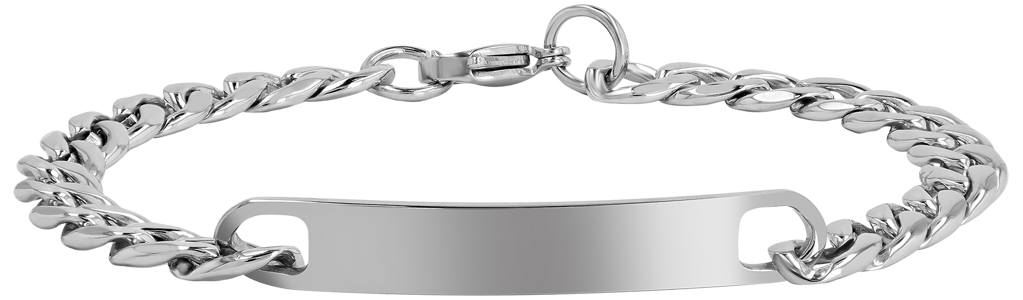 "Irena" Akzent Identarmband, Edelstahl, Gravurplatte 19 cm/ 7 mm