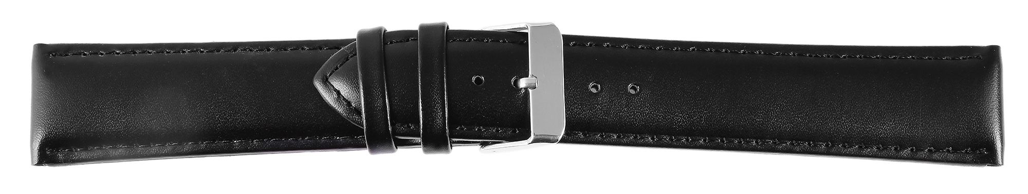 Echtleder Uhrenarmband, Edelstahl Dornschließe, schwarz, Antoßbreite 22 mm