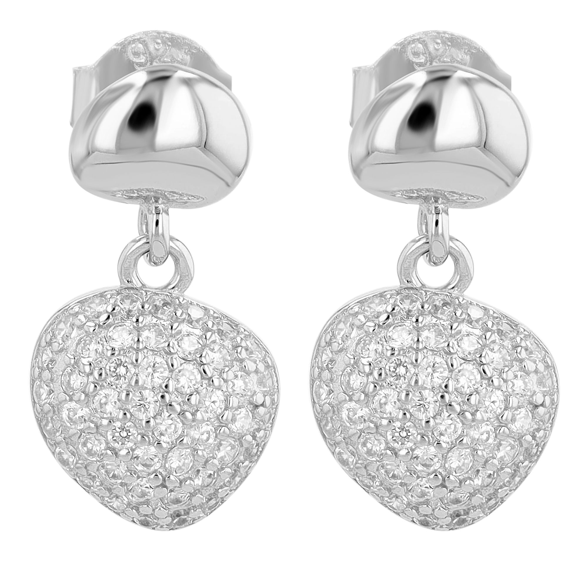 "Karin" 925/- Echt Silber Ohrstecker mit Hänger, Zirkoniabesatz, silberfarben rhodiniert