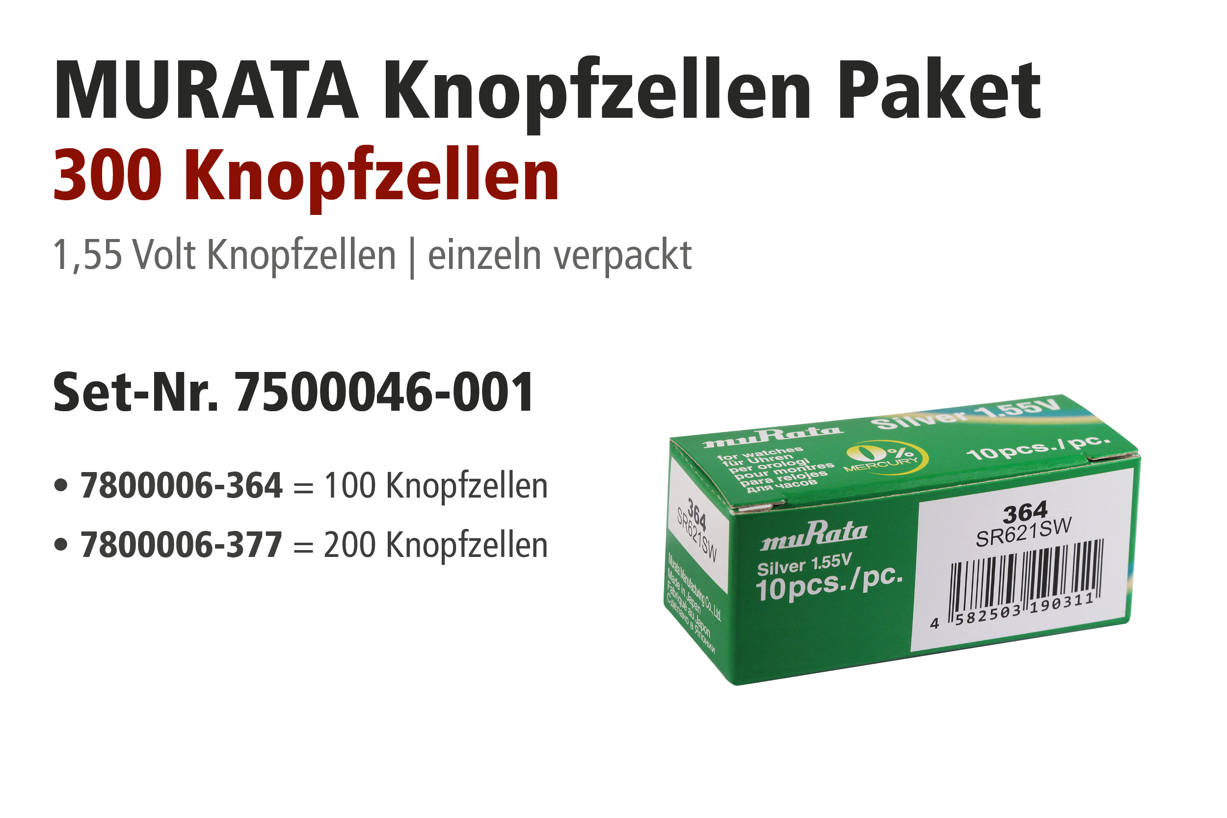 Murata Batteriepaket, 100 x 364, 200 x 377